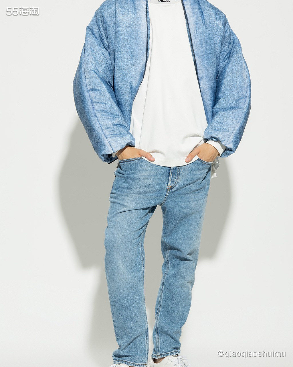 Diesel真的很爱牛仔元素，把羽绒服也设计成了牛仔服的样子