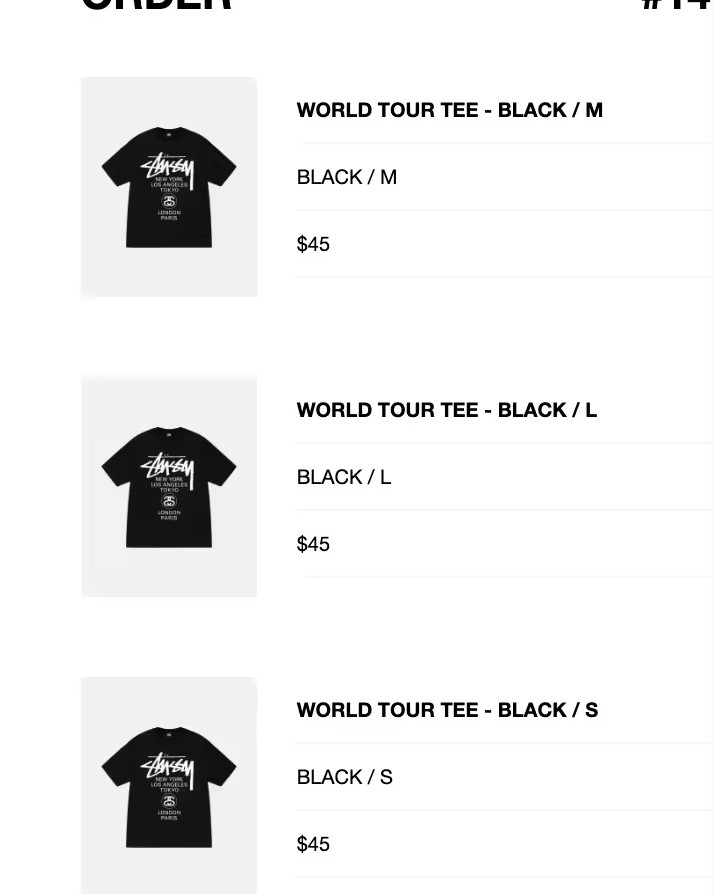 Stussy短袖T，SS24新款World Tour Tee