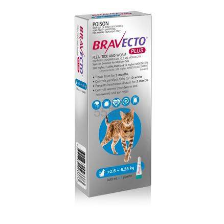 Bravecto 贝卫多 猫用体外驱虫药滴剂 跳蚤蜱虫等 0.89mlX1支 适用2.8-6.25kg 2个月长效