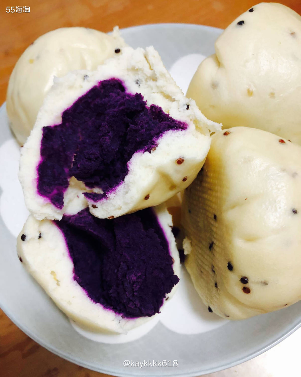 618买了一点紫薯山藥藜麦小馒头冷冻，早上起来锅里蒸几个全家