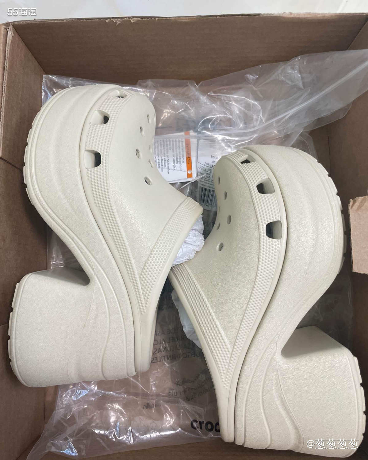 购买网站：crocs 开箱内容：骨白人鱼洞洞鞋 ⭐️⭐️⭐️