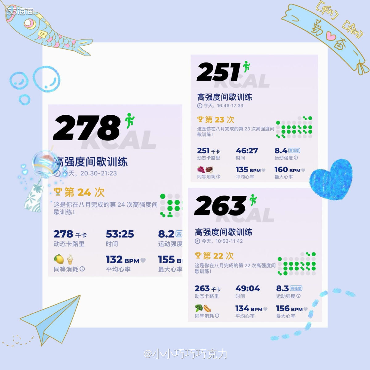 今天把锻炼的时间分了三次，每一次的时间缩短了，长时间一次性锻