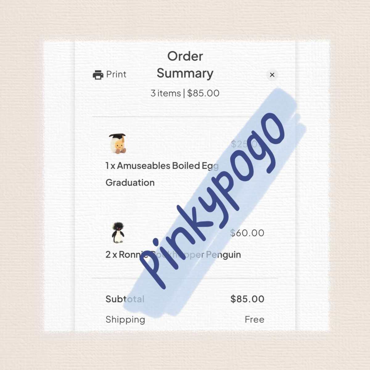 昨晚凌晨逛了一下jellycat，发现炸毛企鹅补货了，就下了