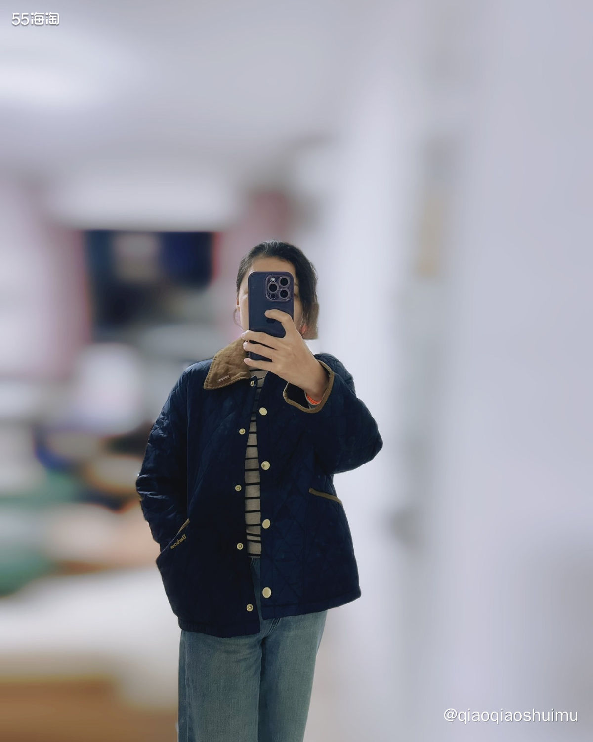 其实之前就很想买Barbour这件菱格的棉服，很喜欢这个设计