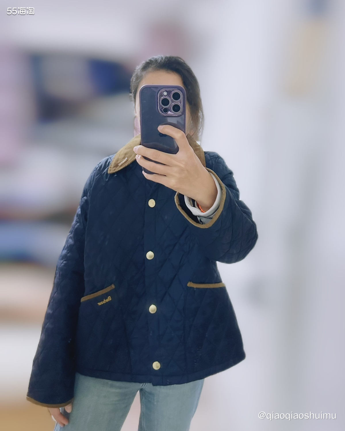 其实之前就很想买Barbour这件菱格的棉服，很喜欢这个设计