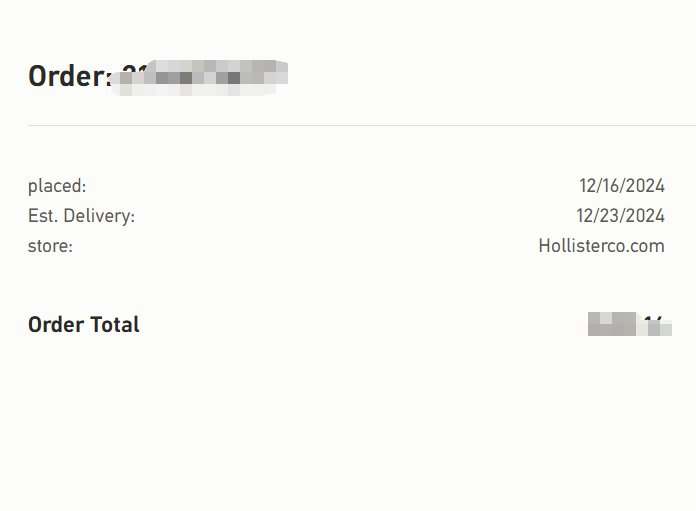 下单网站：hollister美国官网 下单时间：2024.1