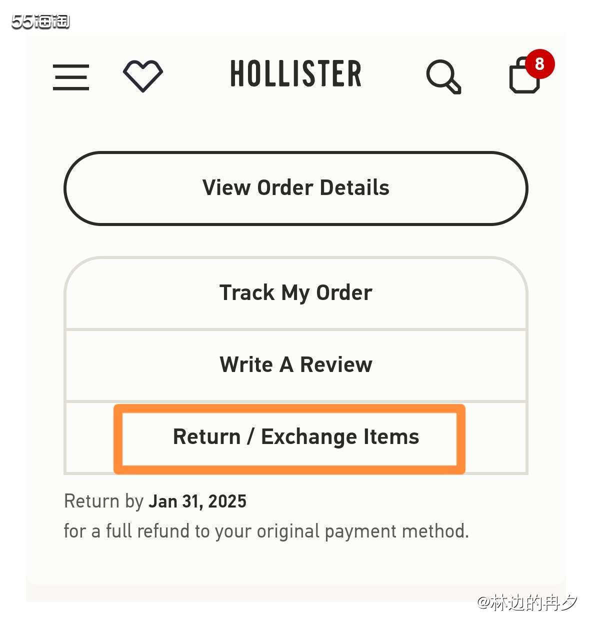 去年12月中旬，在Hollister官网海淘了4件衣服，发货