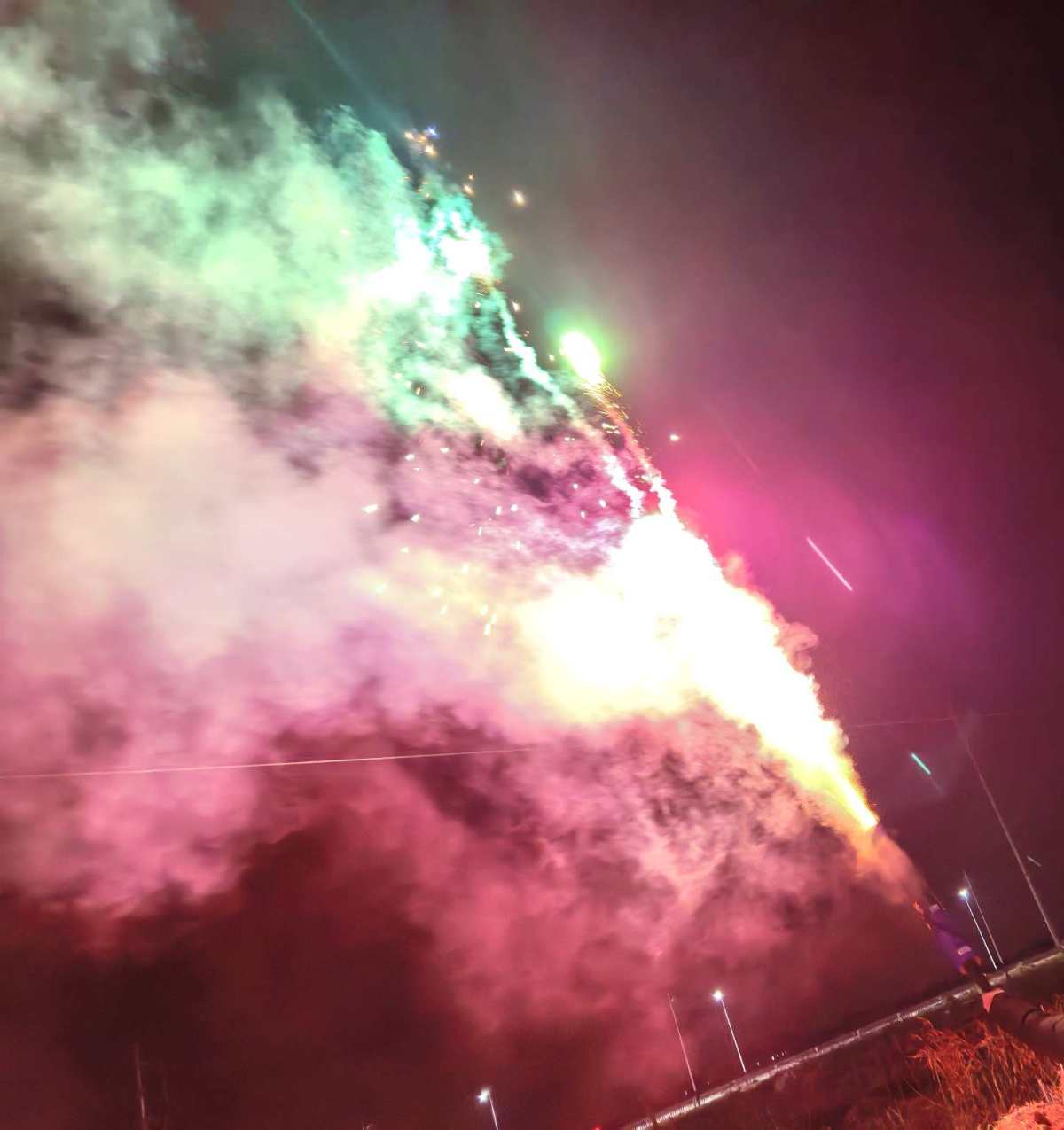 🍑先来祝大家新年快乐呀！我觉得新年最开心的事就是能放烟 花