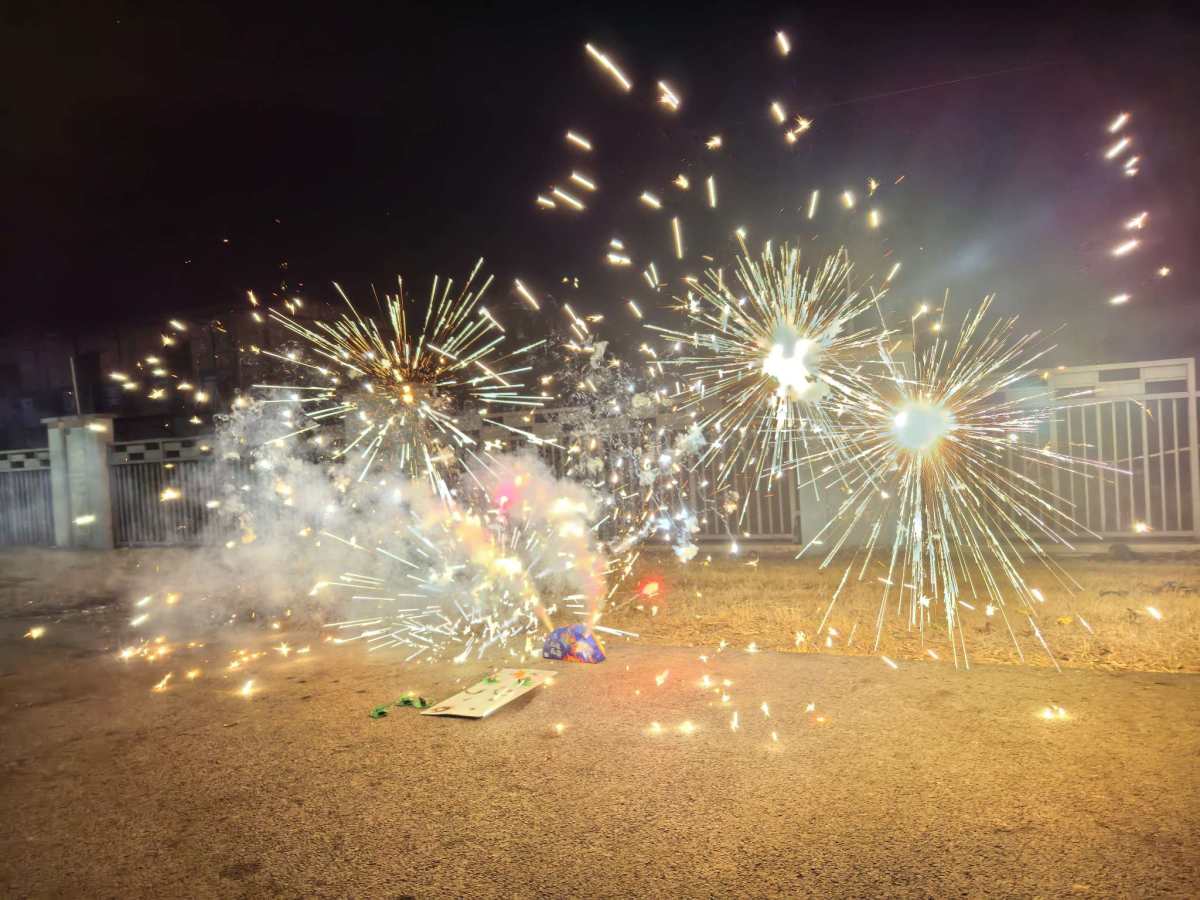 🍑先来祝大家新年快乐呀！我觉得新年最开心的事就是能放烟 花