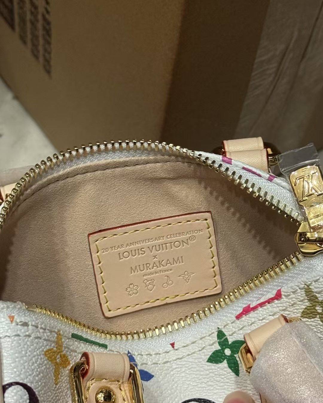 LV x TM Nano Speedy白三彩手袋 可拆卸的奶