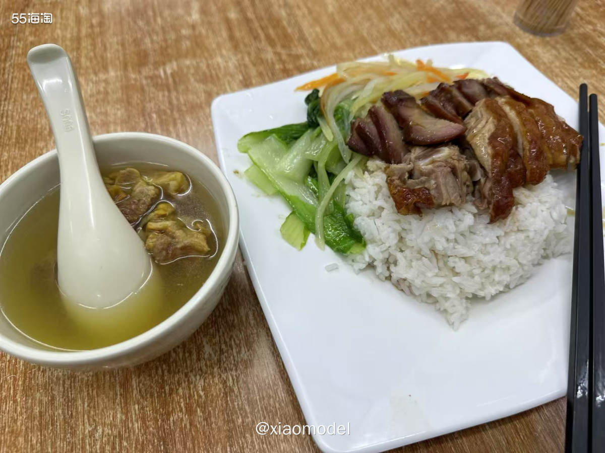 😀这顿饭吃得比较潦草，隆江猪脚饭店铺里，随便点的烧鸭和叉烧