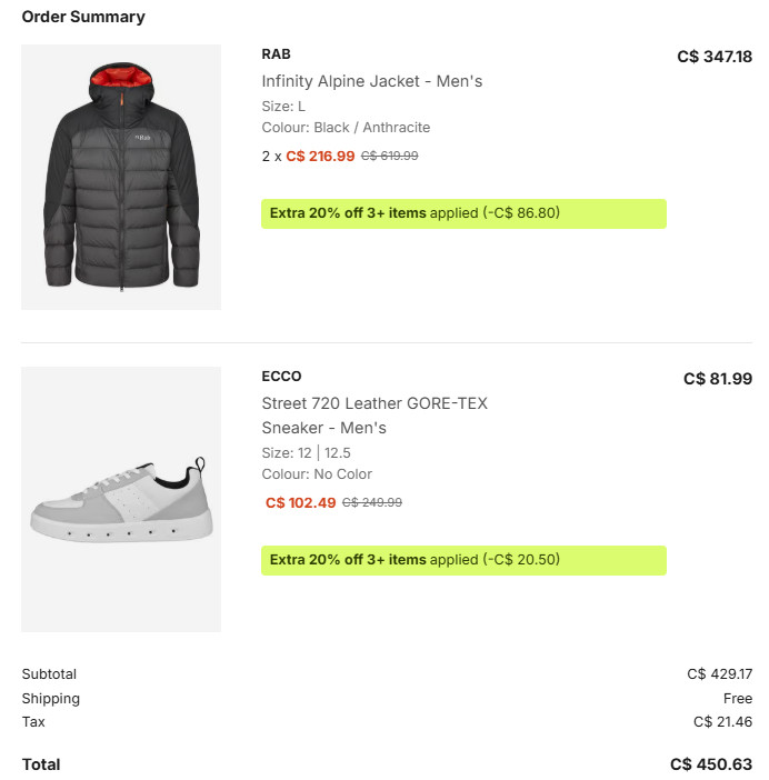 这次在加拿大的TLH剁手了rab的羽绒服，由于三件8折，顺便