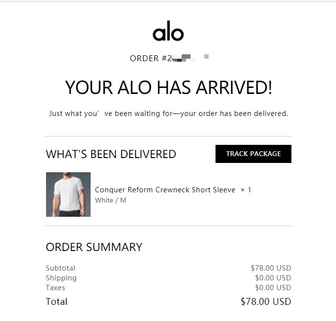 之前的购物订单继续分享，Alo这件短袖用的是磨毛感的运动针织