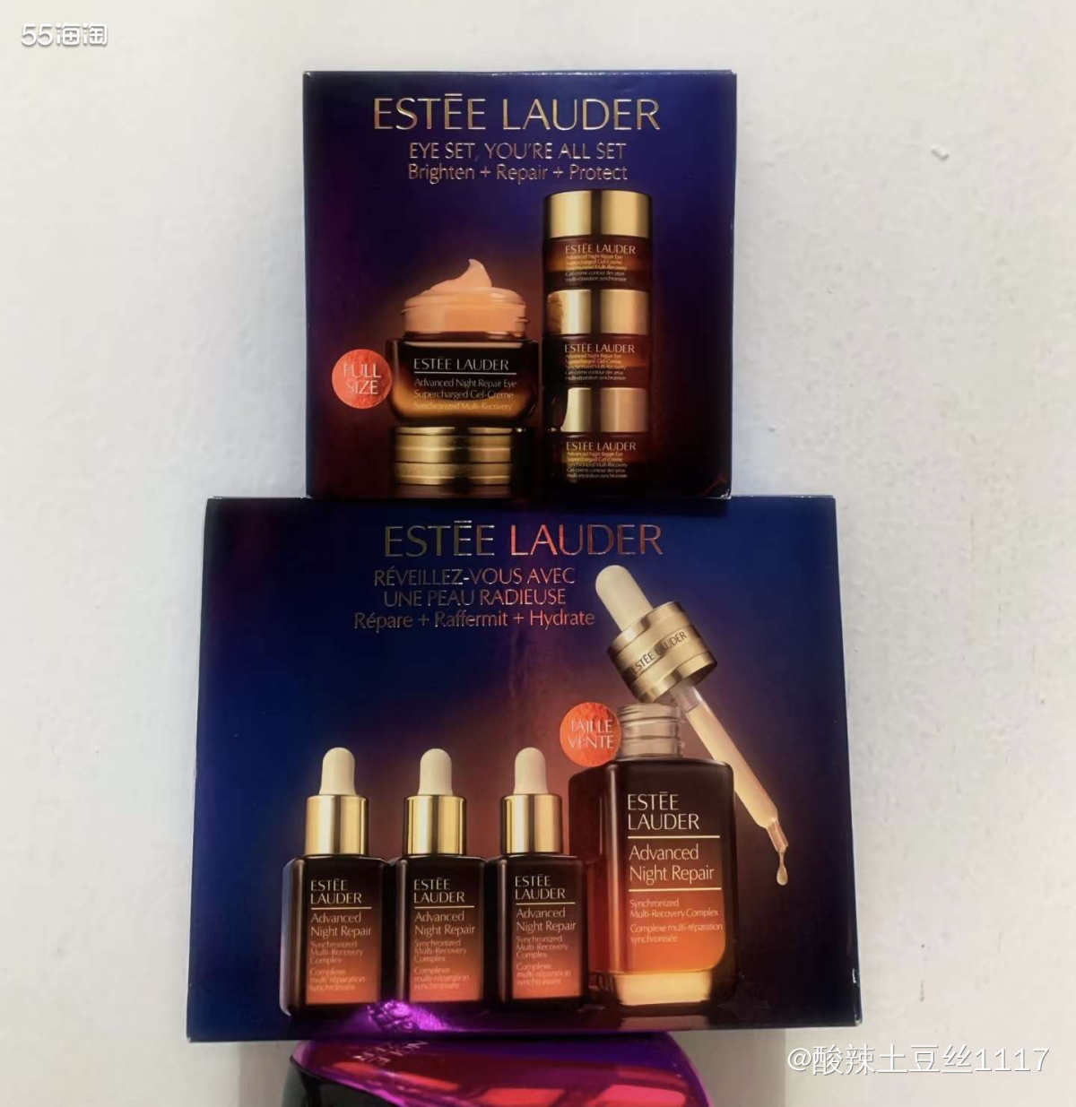 购入：雅诗兰黛小棕瓶套盒 两个dw粉底液 一个400ml原生