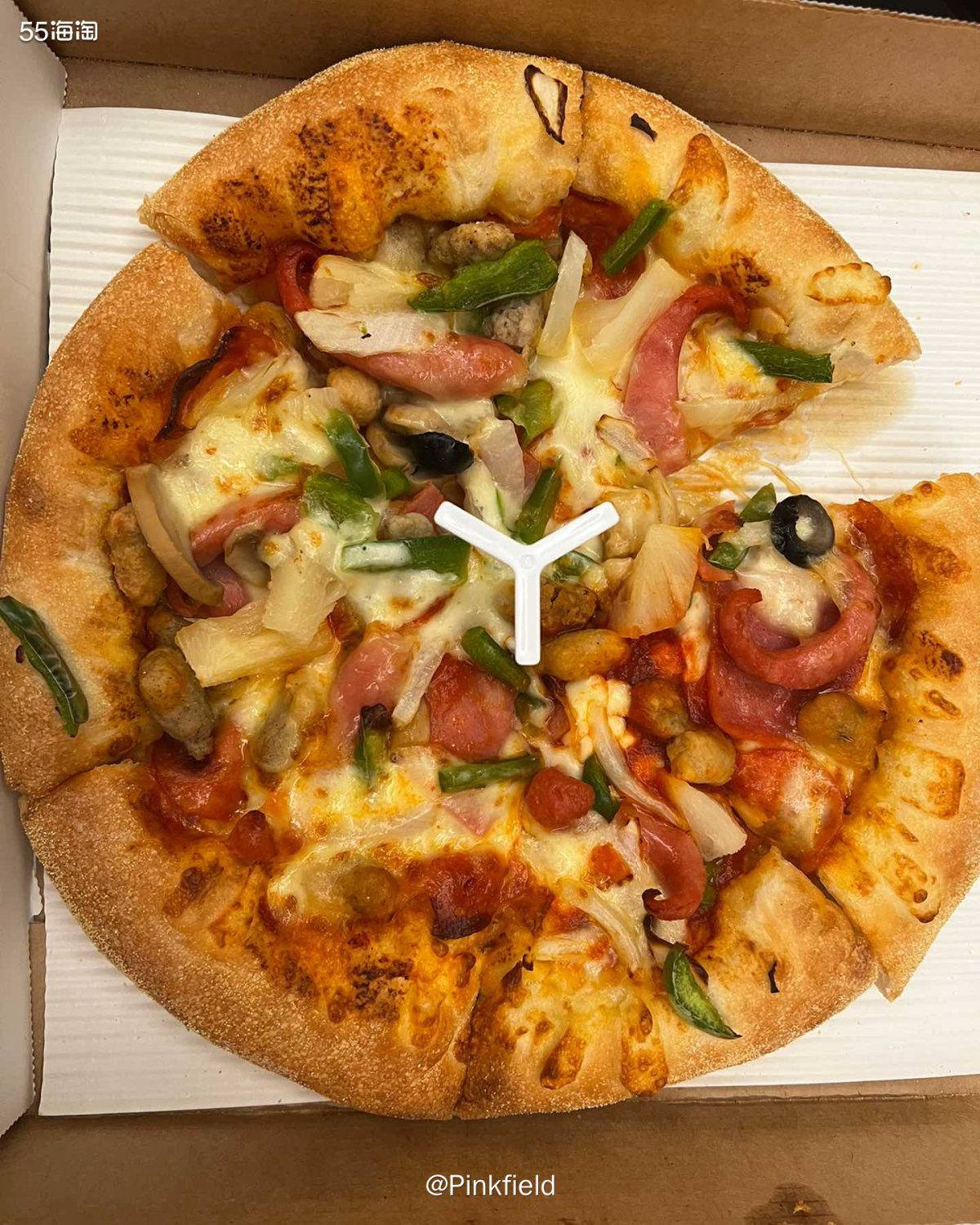 🍕上上个周日的下午，队友带孩子去商场玩，回来带了两个披萨，