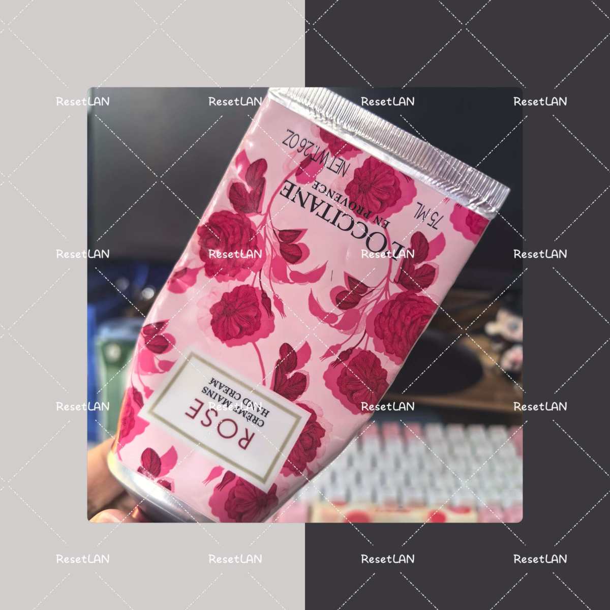 欧舒丹玫瑰护手霜，75ml粉色玫瑰花包装超少女心！含5%乳木