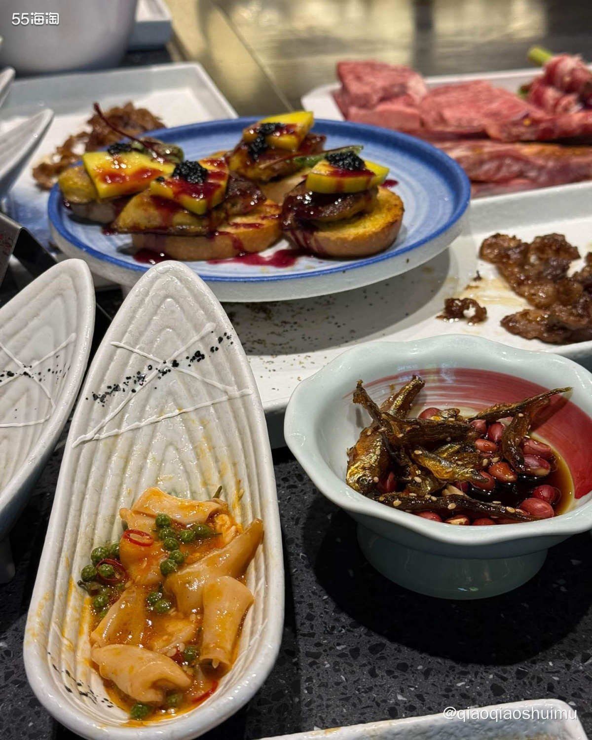 昨晚又去吃铁板自助啦～ 又是开始一通点，吃着吃着战斗机没了，