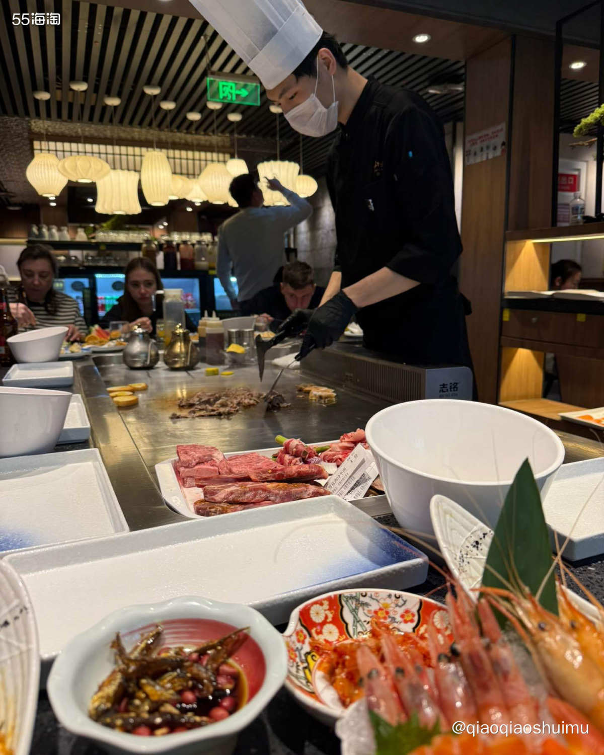 昨晚又去吃铁板自助啦～ 又是开始一通点，吃着吃着战斗机没了，