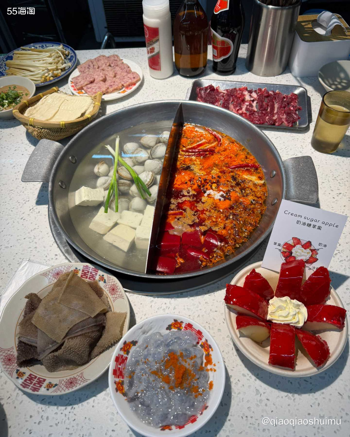 中了挺久的一个霸王餐，昨天去吃啦。 虽是双人餐，但三人**够