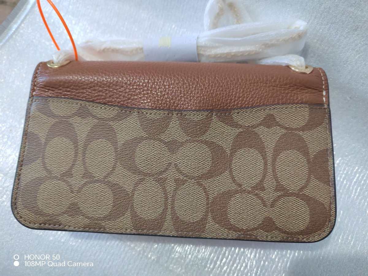 Coach morgan摩根链条包焦糖色 购于美国coach