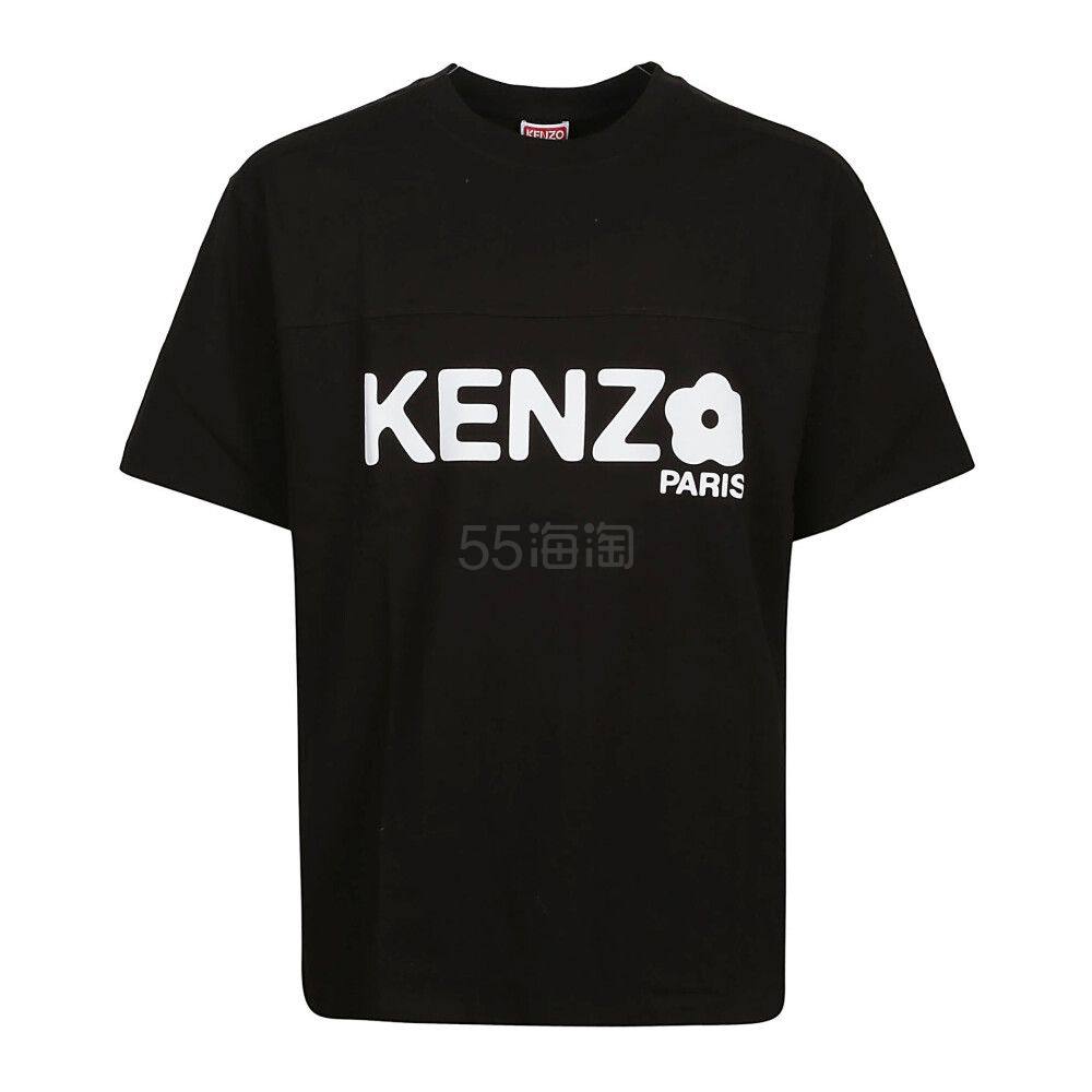 23年春夏新品】KENZO BOKE FLOWER 2.0 男士黑色logo印花半袖T恤,海淘