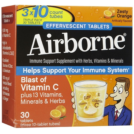 Airborne Zesty Orange Effervescent Tablets, 30 count 