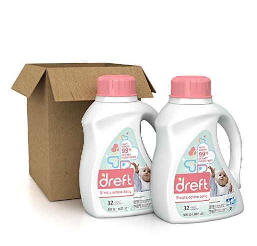 Dreft Stage 2: Active Hypoallergenic Liquid Baby Laundry Detergent for Baby, Newborn, or Infant, 50 Ounces(32 Loads), 2 Count (Packaging May Vary)