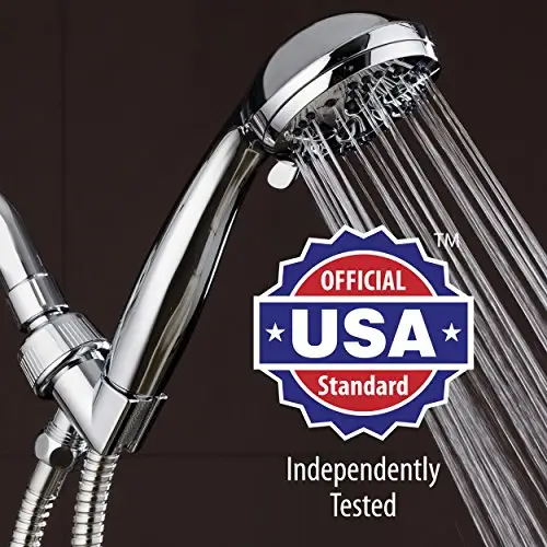 AquaDance High Pressure 6-Setting 3.5" Chrome Face Handheld Shower with Hose for the Ultimate Shower Experience!