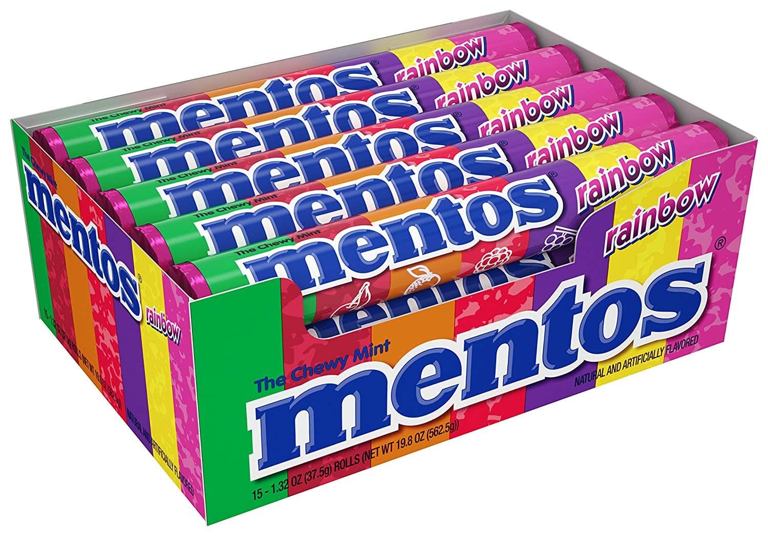 15-pack 1.32-oz mentos chewy mint candy roll (rainbow party)