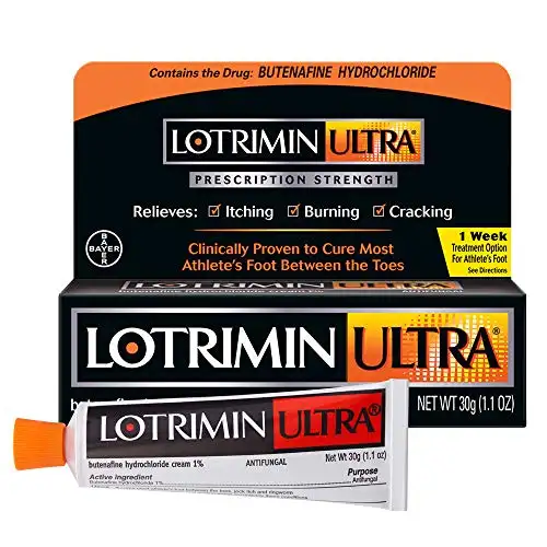 Lotrimin Ultra 1 Week Athlete's Foot Treatment, Prescription Strength Butenafine Hydrochloride 1%, Cures Most Athlete's Foot Between Toes, Cream, 1.1 Ounce