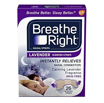 Breathe Right Calming Lavender Scented Drug-Free Nasal Strips for Nasal Congestion Relief 26 count