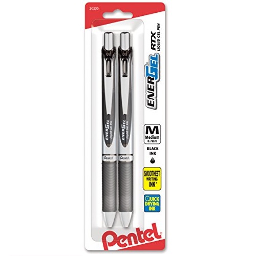Pentel 派通EnerGel 超速干 黑色凝胶笔，2支装