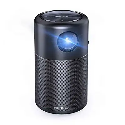 Nebula Capsule Smart Mini Projector, by Anker, Portable 100 ANSI lm High-Contrast Pocket Cinema with Wi-Fi, DLP, 360° Speaker, 100" picture