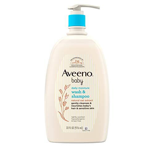 Aveeno Baby Gentle Wash & Shampoo with Natural Oat Extract, Tear-Free &, Lightly Scented, 33 fl. oz