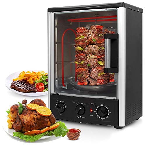 Nutrichef Upgraded Multi-Function Rotisserie Oven - Vertical Countertop Oven with Bake, Turkey Thanksgiving, Broil Roasting Kebab Rack 2 Shelves 1500 Watt - AZPKRT97, Now