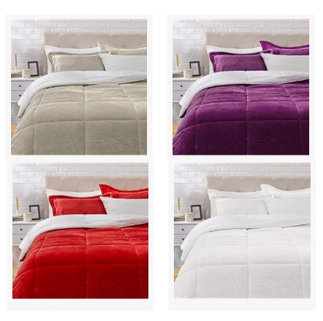 AmazonBasics Ultra-Soft Micromink Sherpa Comforter Bed Set