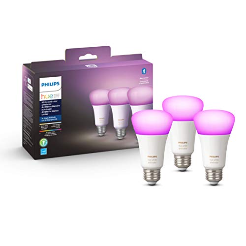 Philips Hue White and Color Ambiance 3-Pack A19 LED Smart Bulb, Bluetooth & Zigbee Compatible (Hue Hub Optional), Works with Alexa & Google Assistan 562785