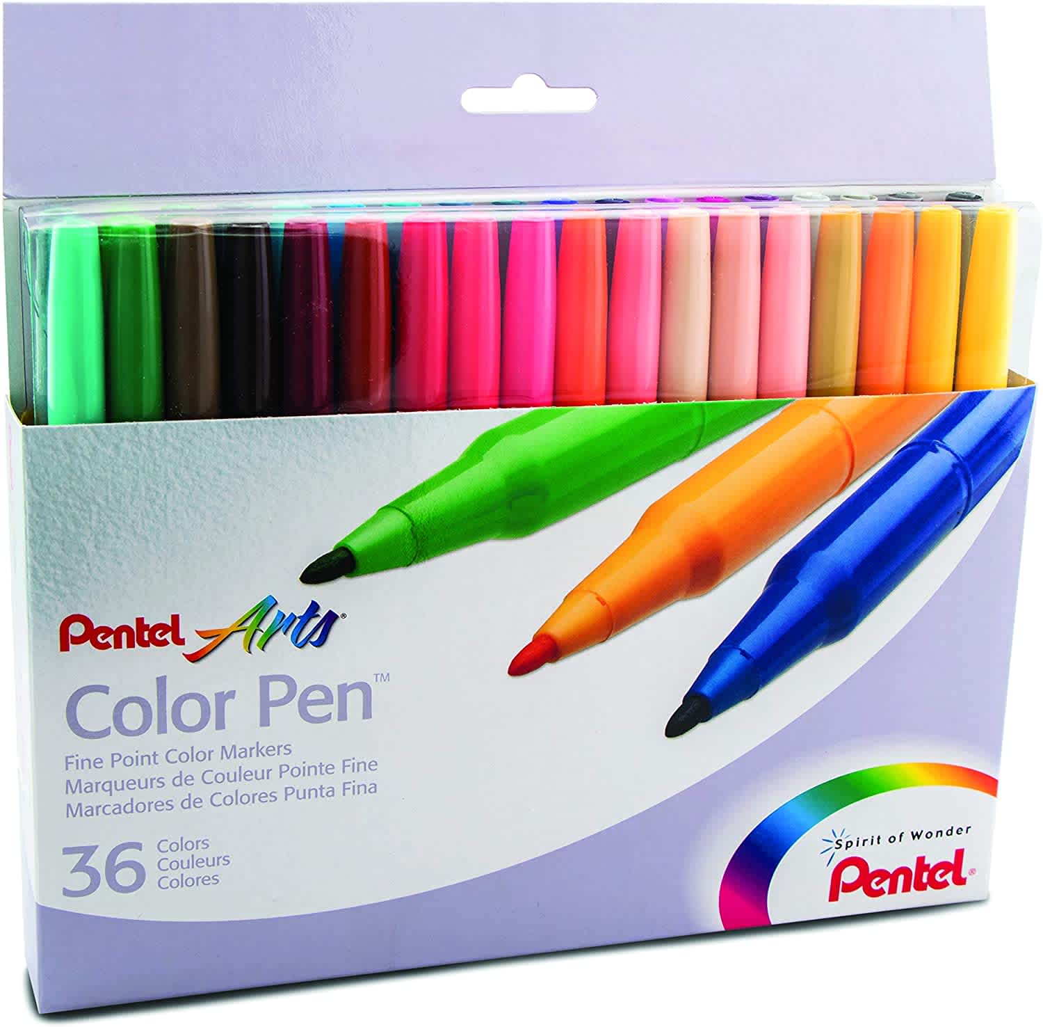 Pentel Arts Color Pen Fine Point Marker 36-Pack