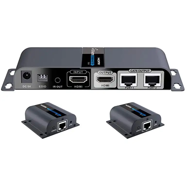 实用好物！好价！WeJupit 1080P 一进多出HDMI信号延长分配器，信号可达131 英尺（40米），近零延迟，可遥控，使用Cat6传输线，价格低至