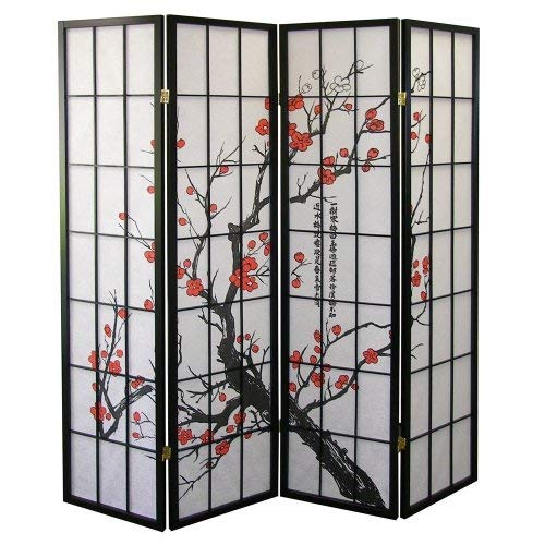 Roundhill 四页折叠 梅花图案 屏风 