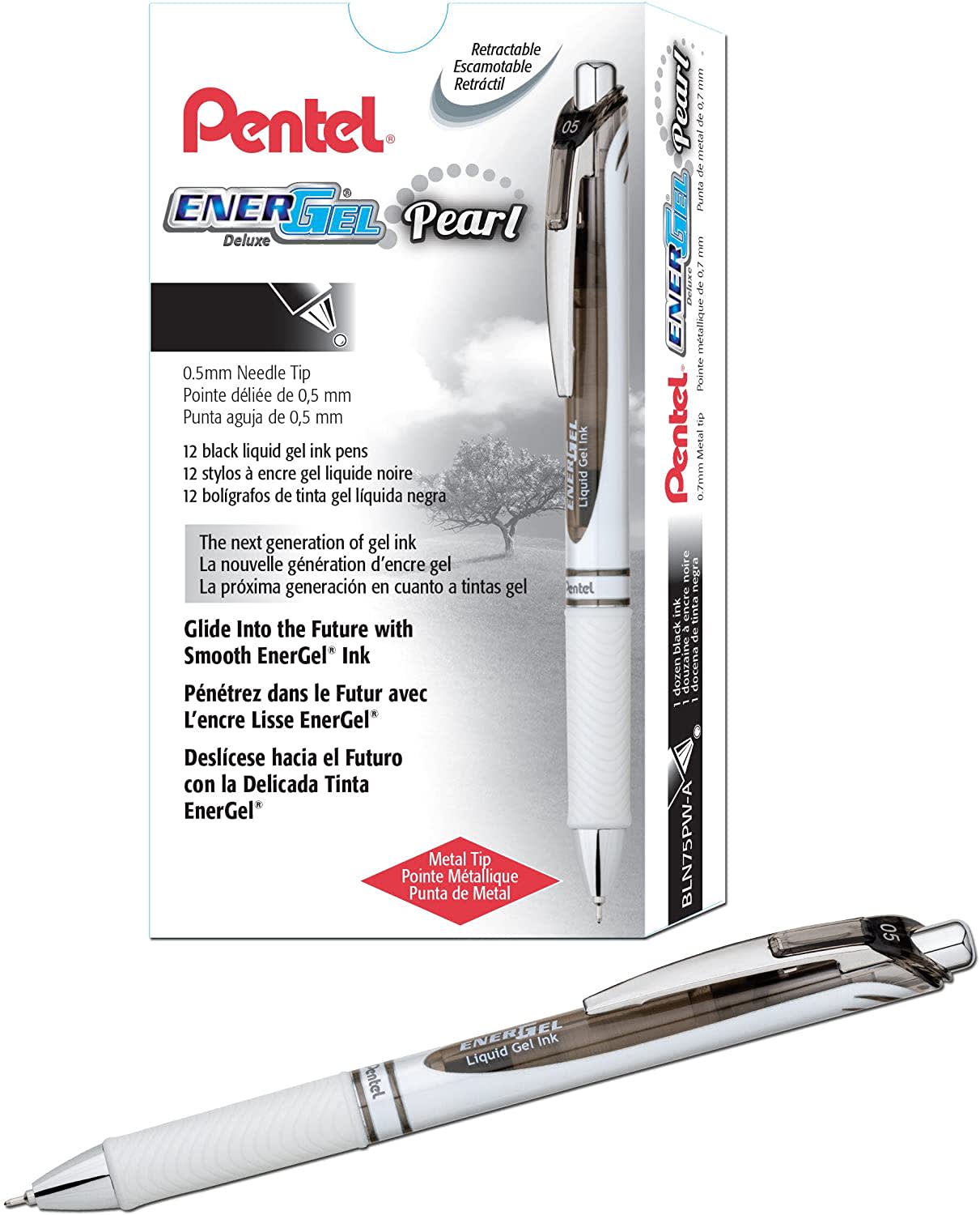 Pentel EnerGel Pearl Deluxe RTX Liquid Gel Pen 12-Pack