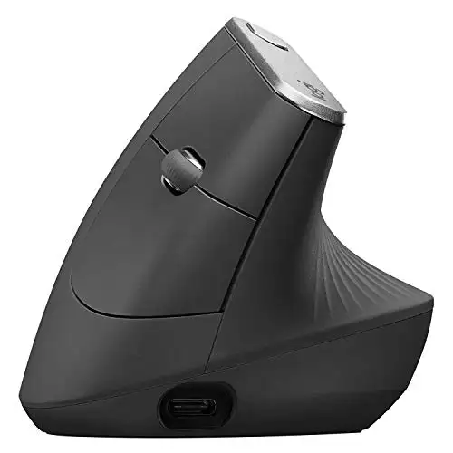 Logitech MX Vertical Wireless Mouse - Advanced Ergonomic Design Reduces Muscle Strain, control and Move Content Between 3 Windows and Apple Computers (Bluetooth or USB), Rechargeable