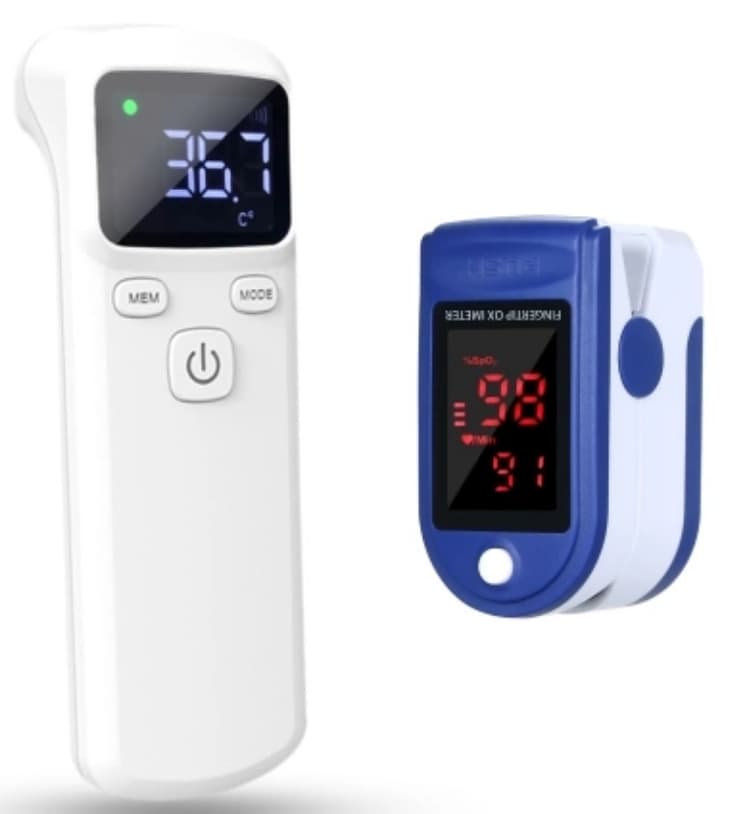 Touchless IR Infrared Thermometer with Fingertip Oximeter