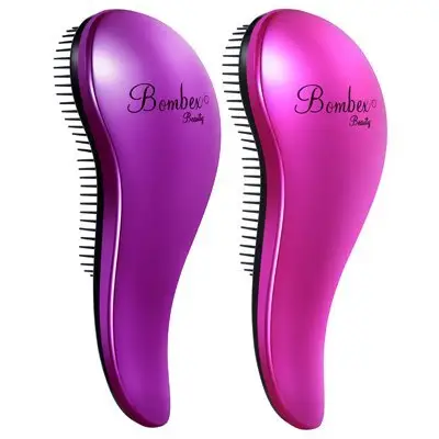 BOMBEX Detangling Brush - 2-Piece Value Set - Wet Detangling Hair Brush,Professional No Pain Detangler for Women,Men,Kids,Purple & Pink