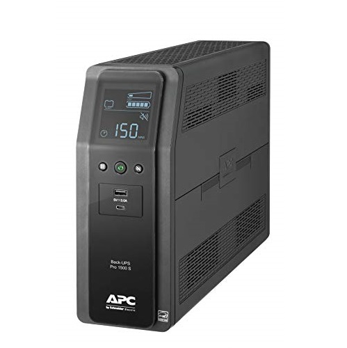 APC UPS, 1500VA Sine Wave UPS Battery Backup & Surge Protector, BR1500MS2, Backup Battery with AVR, (2) USB Charger Ports, Back-UPS Pro Uninterruptible Power Supply
