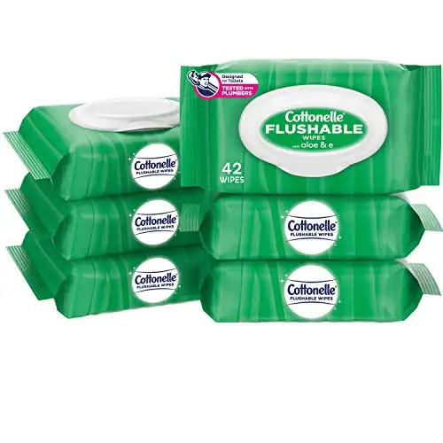 Cottonelle GentlePlus Flushable Wipes with Aloe & Vitamin E, 252 Total Wet Wipes