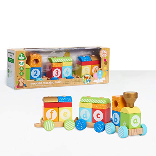 Early Learning Centre Wooden Stacking Train, Hand Eye Coordination, Problem Solving, Toys for Ages 18-36 Months, Amazon Exclusive, List Price is