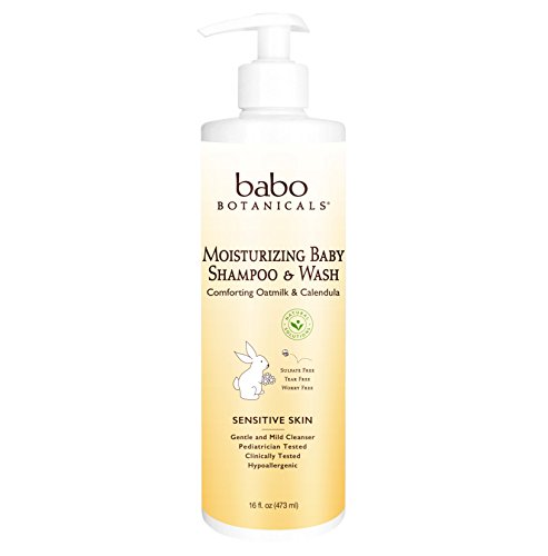 Babo Botanicals Moisturizing Baby 2-in-1 Shampoo & Wash, Oatmilk, Calendula, 16 Fl Oz