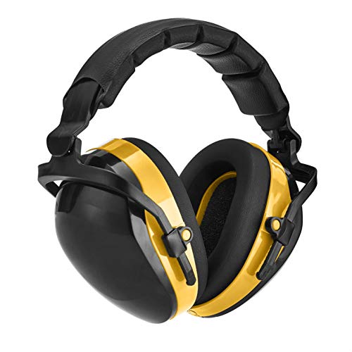 Amazon Basics Noise-Reduction Safety Earmuffs Ear Protection, Black and Yellow, Now