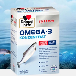 Doppelherz双心系列 Omega-3浓缩鱼油胶囊 120粒 心脑血管健康益智护眼